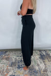 The Take It Easy Lounge Pants - Black Hight Waist Drawstring Wide Leg Pants
