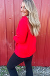 Merry & Bright Button-Up Pullover - Ruby
