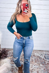 Loved By You - Square Neck Bodysuit {Black, Brown, Hunter Green}