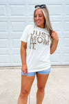 Just Mom It- Cream Tee w/ Leopard