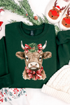 HIghland Cow Christmas Graphic Tee and Sweatshirt