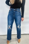 Rose High Rise 90's Straight Jeans in Dark Wash