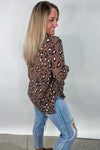 Crowd Pleaser- Brown Leopard Print Knitted Long Sleeve Top