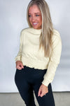 Step Up Your Game- {Lt. Blue, Black, Lt. Yellow} Cropped Pullover w/ Smocked Waist