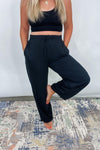 The Take It Easy Lounge Pants - Black Hight Waist Drawstring Wide Leg Pants
