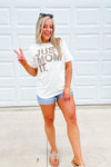 Just Mom It- Cream Tee w/ Leopard