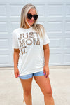 Just Mom It- Cream Tee w/ Leopard