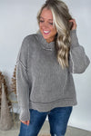 Washed Side Slit Oversized Sweater - Mocha