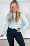 Step Up Your Game- {Lt. Blue, Black, Lt. Yellow} Cropped Pullover w/ Smocked Waist