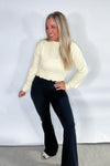 Step Up Your Game- {Lt. Blue, Black, Lt. Yellow} Cropped Pullover w/ Smocked Waist