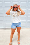 Just Mom It- Cream Tee w/ Leopard