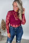 Cabernet Cheers Lace Sheer Top