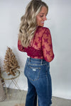Cabernet Cheers Lace Sheer Top