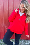 Merry & Bright Button-Up Pullover - Ruby
