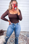 Loved By You - Square Neck Bodysuit {Black, Brown, Hunter Green}