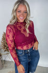 Cabernet Cheers Lace Sheer Top