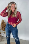 Cabernet Cheers Lace Sheer Top