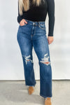 Rose High Rise 90's Straight Jeans in Dark Wash
