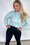 Step Up Your Game- {Lt. Blue, Black, Lt. Yellow} Cropped Pullover w/ Smocked Waist