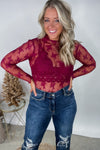 Cabernet Cheers Lace Sheer Top