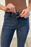 Fallon Mid Rise Adjustable Waist Raw Hem Skinny Jeans