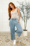 In or Out Wide Leg Cropped Pants Dusty Blue