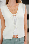 Loose Interpretation Tie Front Knit Vest