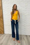 Melanie High Rise Drawstring Wide Leg Jeans
