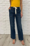 Melanie High Rise Drawstring Wide Leg Jeans