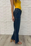 Melanie High Rise Drawstring Wide Leg Jeans