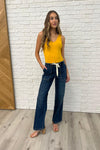 Melanie High Rise Drawstring Wide Leg Jeans