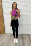 Over and Out Cropped Ribbed Tank in Lt Plum