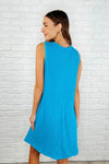 The Power I Hold V-Neck Ribbed Knit Dress in Aqua Glow