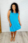 The Power I Hold V-Neck Ribbed Knit Dress in Aqua Glow