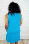 The Power I Hold V-Neck Ribbed Knit Dress in Aqua Glow