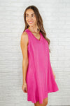 The Power I Hold V-Neck Ribbed Knit Dress in Fuchsia