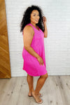 The Power I Hold V-Neck Ribbed Knit Dress in Fuchsia