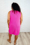 The Power I Hold V-Neck Ribbed Knit Dress in Fuchsia