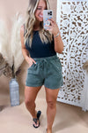 Acid Wash Shorts - {Black, Camel, Olive}