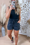 Acid Wash Shorts - {Black, Camel, Olive}