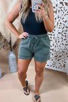 Acid Wash Shorts - {Black, Camel, Olive}