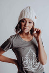 Keep Me Cozy- Ivory/Olive/Red/Heathered Tan Knit Beanie
