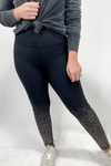 Rise & Shine- Black High Waisted Full Length Leggings w/ Copper Foil Detail