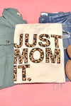 Just Mom It- Cream Tee w/ Leopard