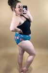 Let's Sail Away- Blue & Floral Mid-Rise Reversible Swim BOTTOMS