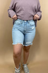 The Charlie's- {Light OR Dark Wash} Distressed Shorts w/ Frayed Hem
