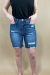 The Charlie's- {Light OR Dark Wash} Distressed Shorts w/ Frayed Hem
