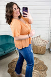 Summer State Of Mind- {Orange & Cream} Waffle Knit Baby Doll Top