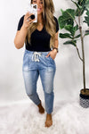 The Jalie's- LIGHT Distressed Boyfriend Cargo Cropped Jeans