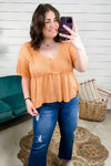 Summer State Of Mind- {Orange & Cream} Waffle Knit Baby Doll Top